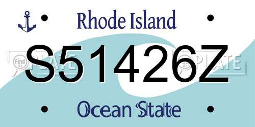 S51426Z Rhode Island License Plate