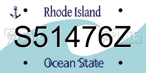 S51476Z Rhode Island License Plate