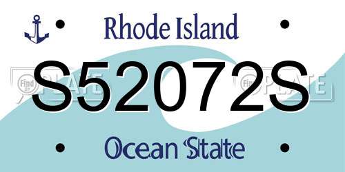 S52072S Rhode Island License Plate