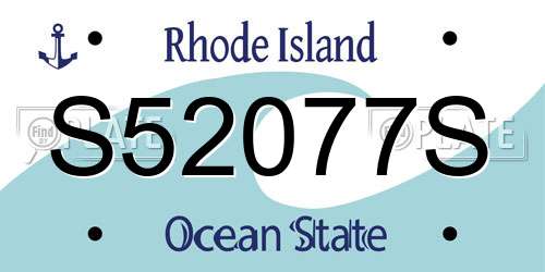 S52077S Rhode Island License Plate