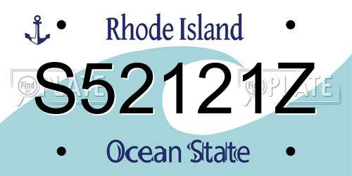 S52121Z Rhode Island License Plate