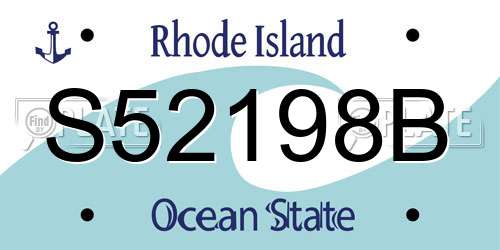 S52198B Rhode Island License Plate