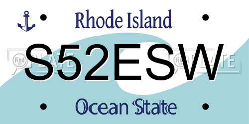 S52ESW Rhode Island License Plate