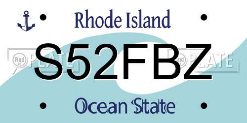 S52FBZ Rhode Island License Plate