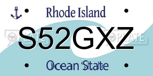 S52GXZ Rhode Island License Plate