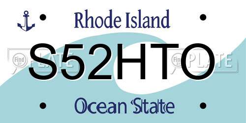 S52HTO Rhode Island License Plate