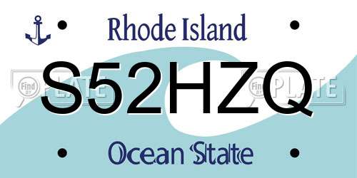 S52HZQ Rhode Island License Plate