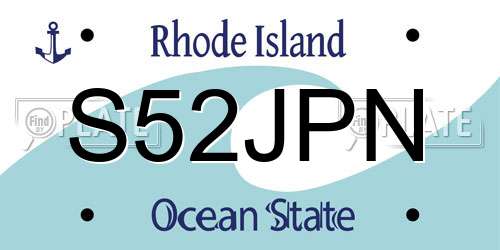 S52JPN Rhode Island License Plate