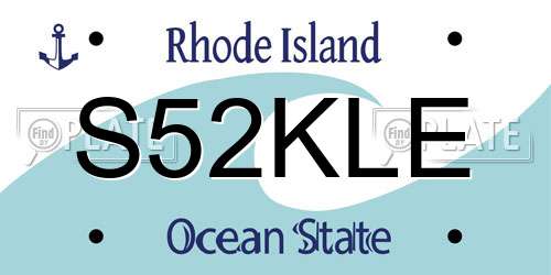 S52KLE Rhode Island License Plate