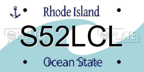 S52LCL Rhode Island License Plate
