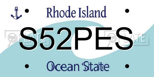 S52PES Rhode Island License Plate