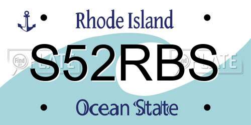 S52RBS Rhode Island License Plate