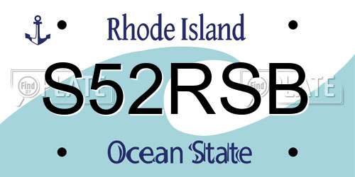 S52RSB Rhode Island License Plate