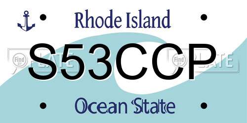 S53CCP Rhode Island License Plate
