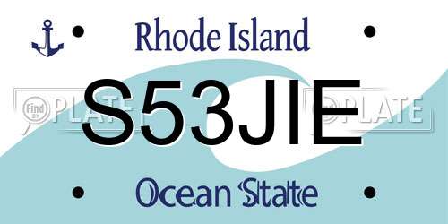 S53JIE Rhode Island License Plate