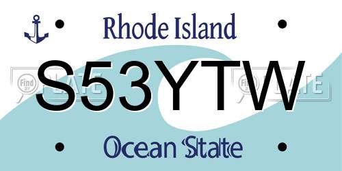 S53YTW Rhode Island License Plate