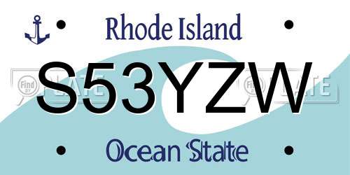 S53YZW Rhode Island License Plate