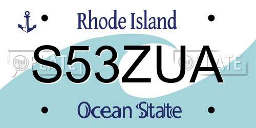 S53ZUA Rhode Island License Plate