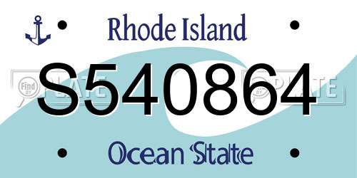 S540864 Rhode Island License Plate