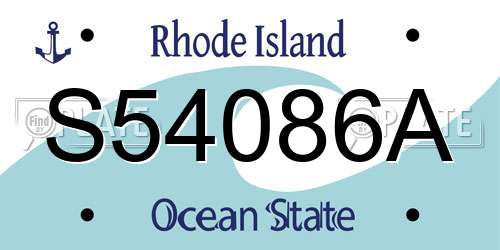 S54086A Rhode Island License Plate
