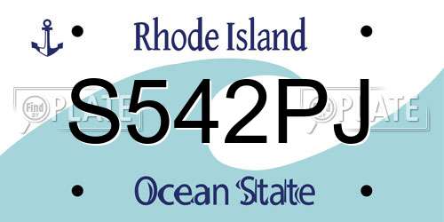 S542PJ Rhode Island License Plate