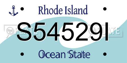 S54529I Rhode Island License Plate