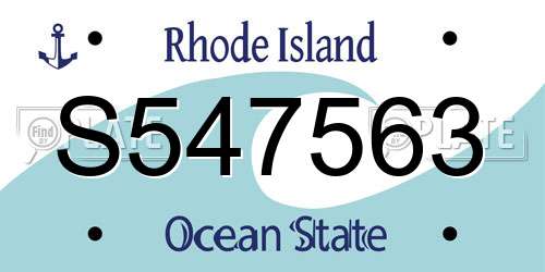 S547563 Rhode Island License Plate