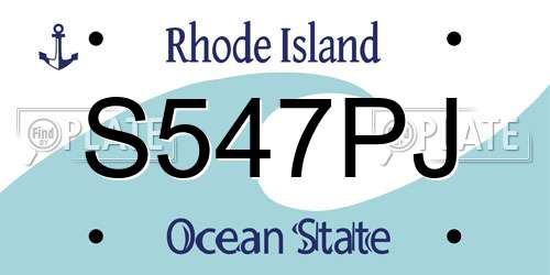 S547PJ Rhode Island License Plate