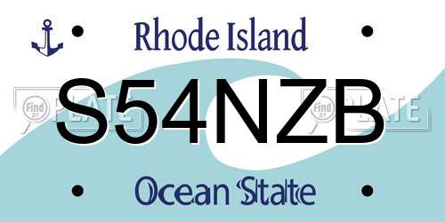 S54NZB Rhode Island License Plate