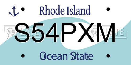 S54PXM Rhode Island License Plate