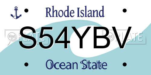 S54YBV Rhode Island License Plate