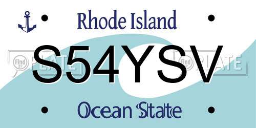 S54YSV Rhode Island License Plate