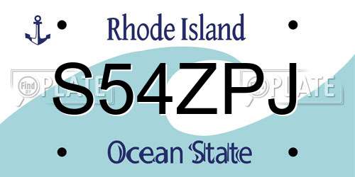 S54ZPJ Rhode Island License Plate