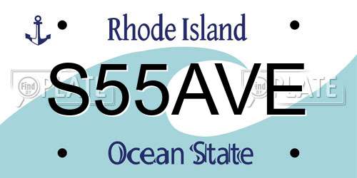 S55AVE Rhode Island License Plate