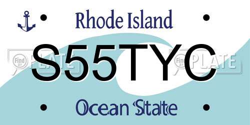 S55TYC Rhode Island License Plate