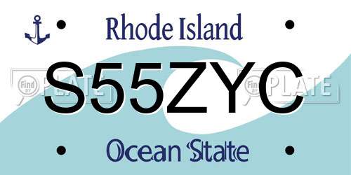 S55ZYC Rhode Island License Plate