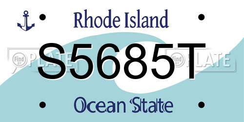 S5685T Rhode Island License Plate