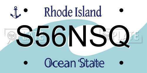 S56NSQ Rhode Island License Plate