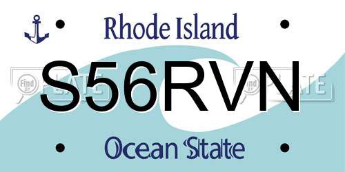 S56RVN Rhode Island License Plate