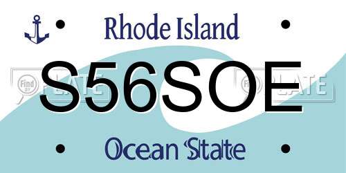S56SOE Rhode Island License Plate