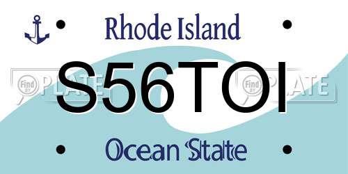 S56TOI Rhode Island License Plate