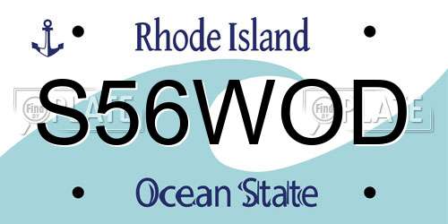 S56WOD Rhode Island License Plate