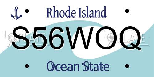 S56WOQ Rhode Island License Plate