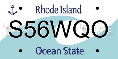 S56WQO Rhode Island License Plate