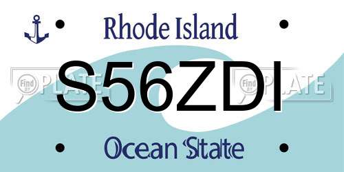 S56ZDI Rhode Island License Plate