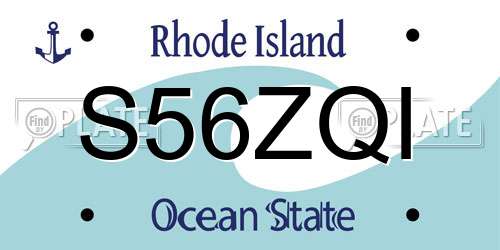 S56ZQI Rhode Island License Plate