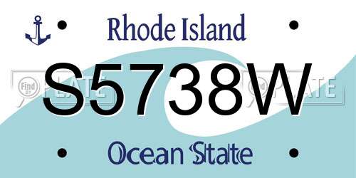 S5738W Rhode Island License Plate