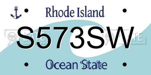 S573SW Rhode Island License Plate