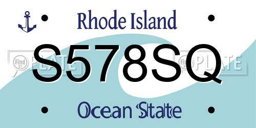 S578SQ Rhode Island License Plate