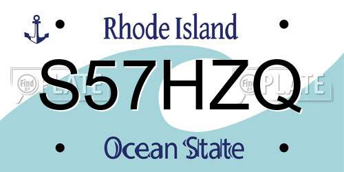 S57HZQ Rhode Island License Plate